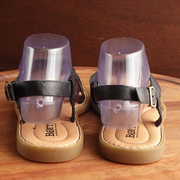 Born Sandals Womens SZ 8M BLK Inya Toe Loop Leather Boho Minimalist Flat Shoes - Picture 6 of 15